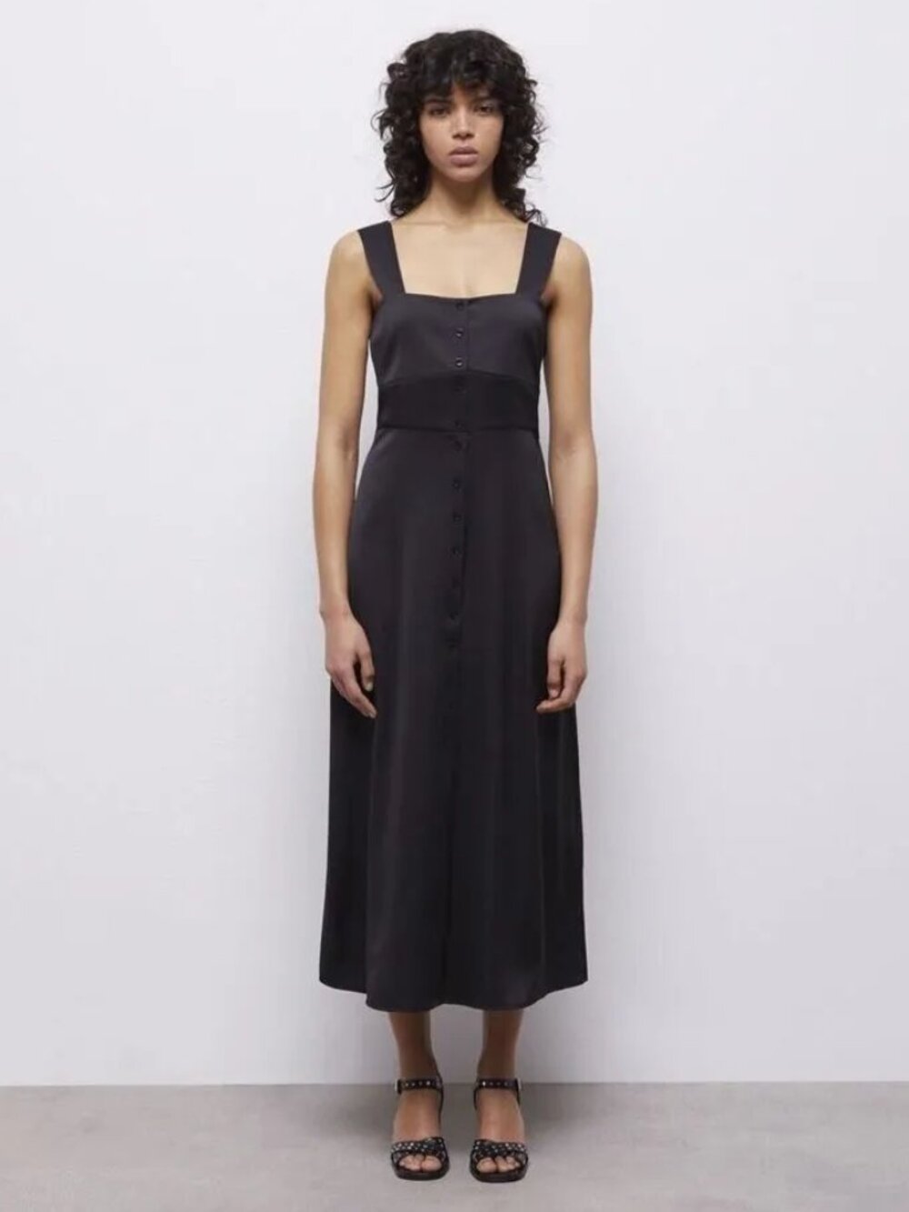 THE KOOPLES XS Square neck stretch-satin midi dress $315 MSRP